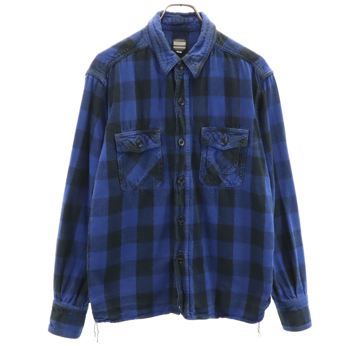 MOMOTARO JEANS 桃太郎ジーンズ 日本製 チェック柄 長袖 コットン ネルシャツ 42 ブルー メンズ