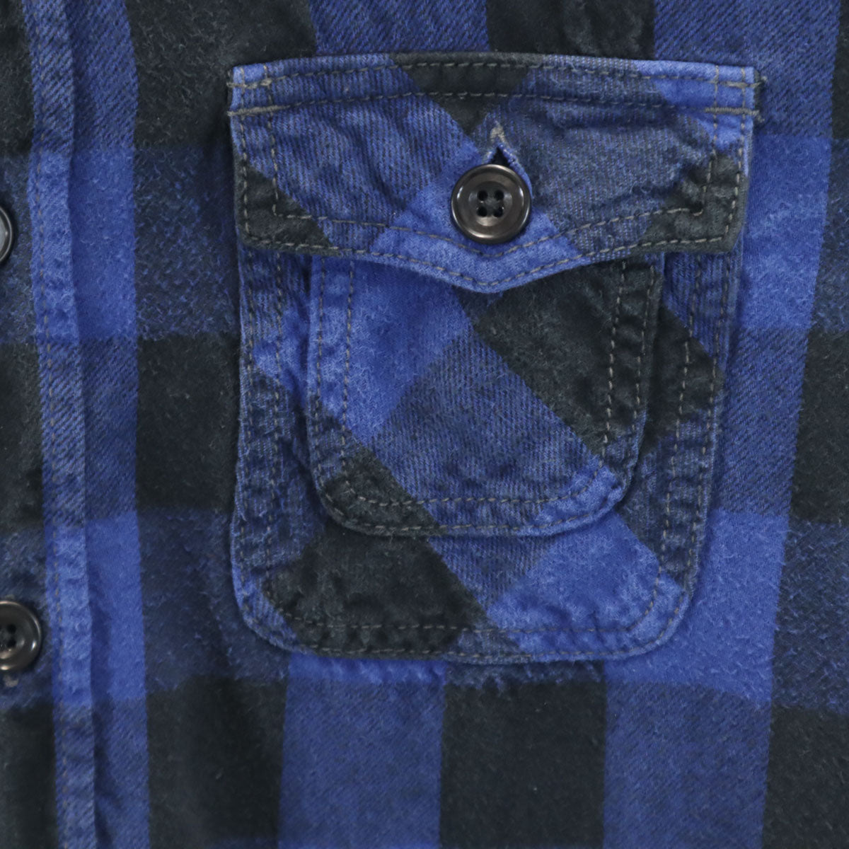 MOMOTARO JEANS 桃太郎ジーンズ 日本製 チェック柄 長袖 コットン ネルシャツ 42 ブルー メンズ