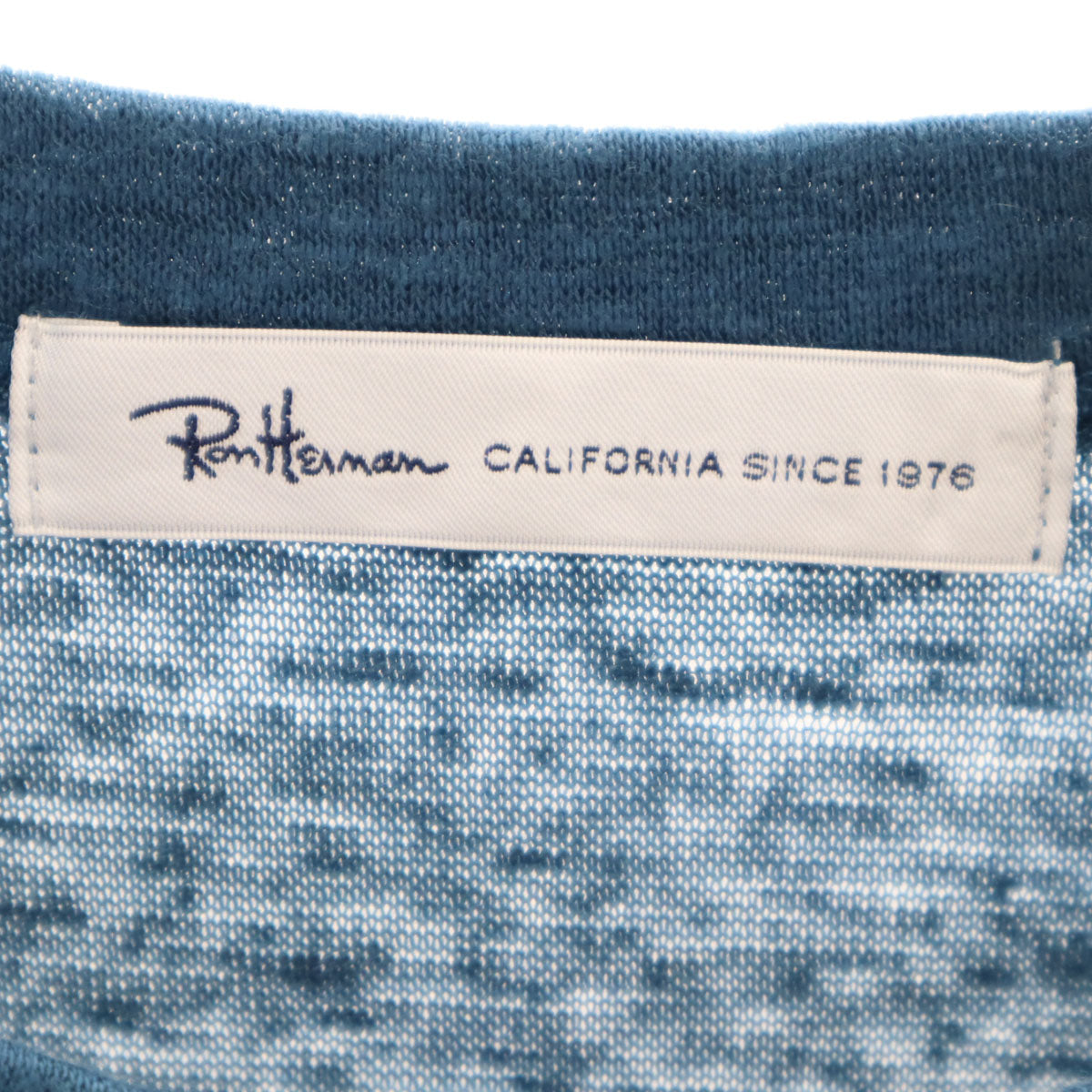 Ron Herman ロンハーマン 日本製 リネン 半袖 Tシャツ S 青紺系 無地 メンズ