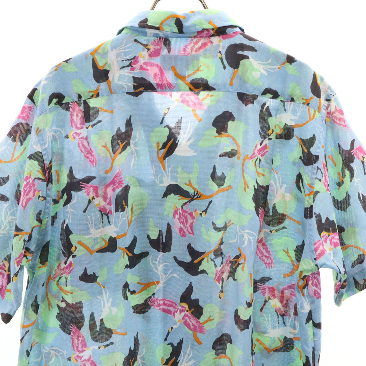 美品 patagonia パタゴニア 総柄 半袖 AC オープンカラーシャツ M 水色 53665SP20 アウトドア メンズ