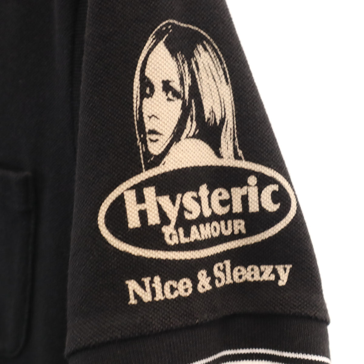 HYSTERIC GLAMOUR ヒステリックグラマー 日本製 バックプリント 半袖 ポロシャツ M ブラック メンズ