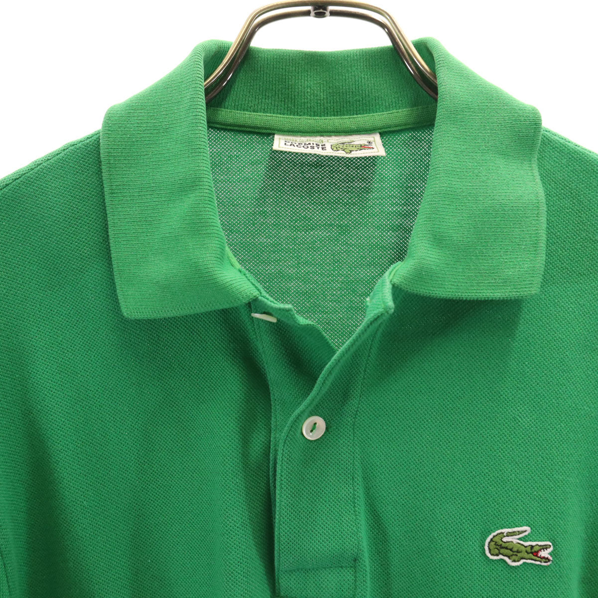 CHEMISE LACOSTE シュミーズラコステ 80s フランス製 ヴィンテージ 半袖 ポロシャツ 4 グリーン 鹿の子 メンズ