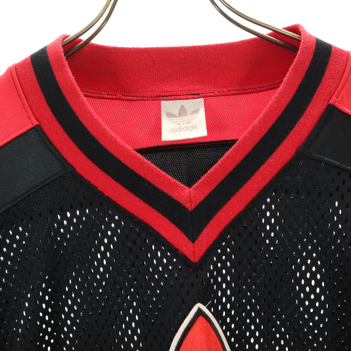 adidas アディダス 80s 日本製 デサント製 ヴィンテージ トレフォイルロゴ 長袖 メッシュ ピステ L-O ブラック デサント メンズ