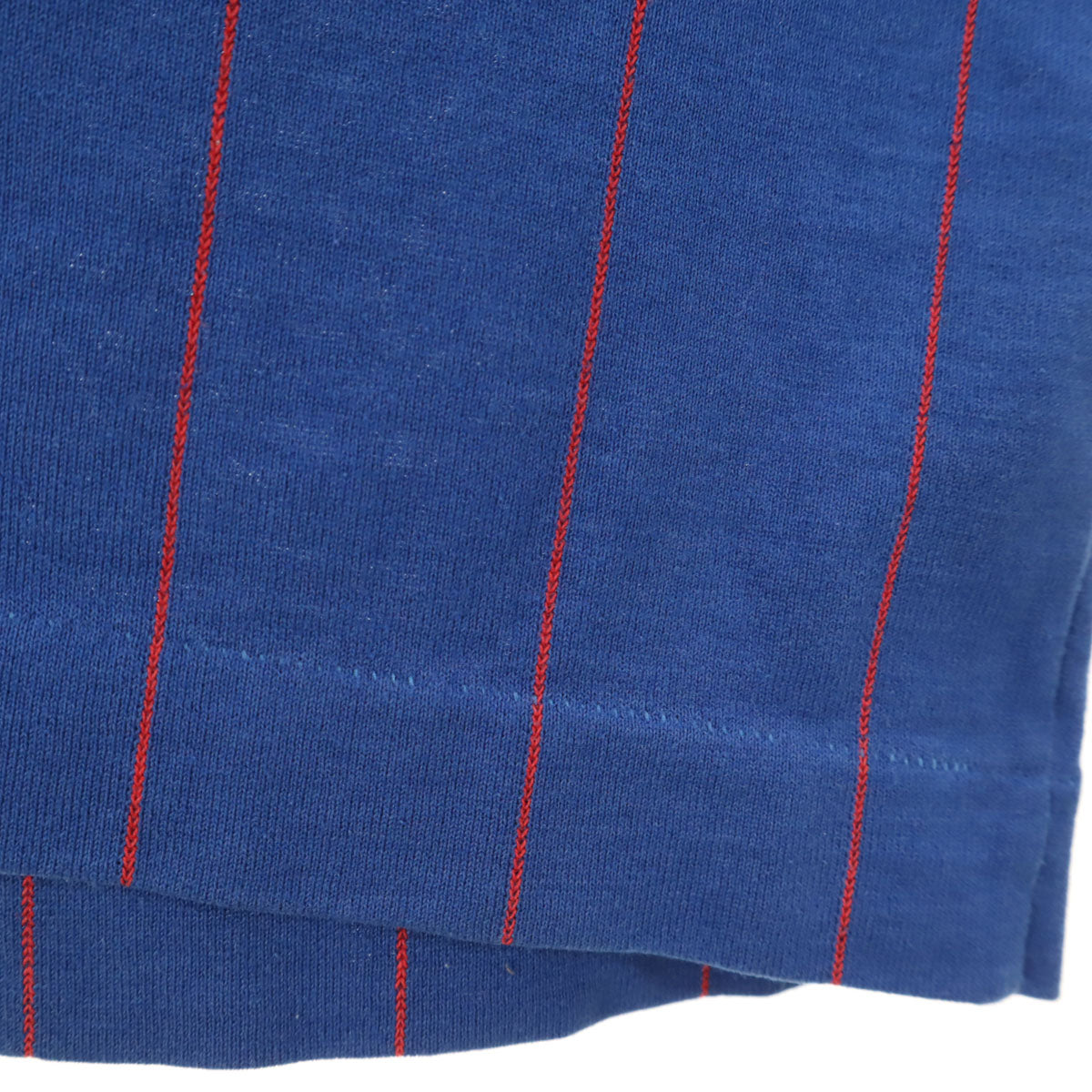 adidas アディダス 70s 80s デサント製 ヴィンテージ トレフォイルロゴ ストライプ柄 長袖 Tシャツ L ブルー デサント ロンT トップス メンズ