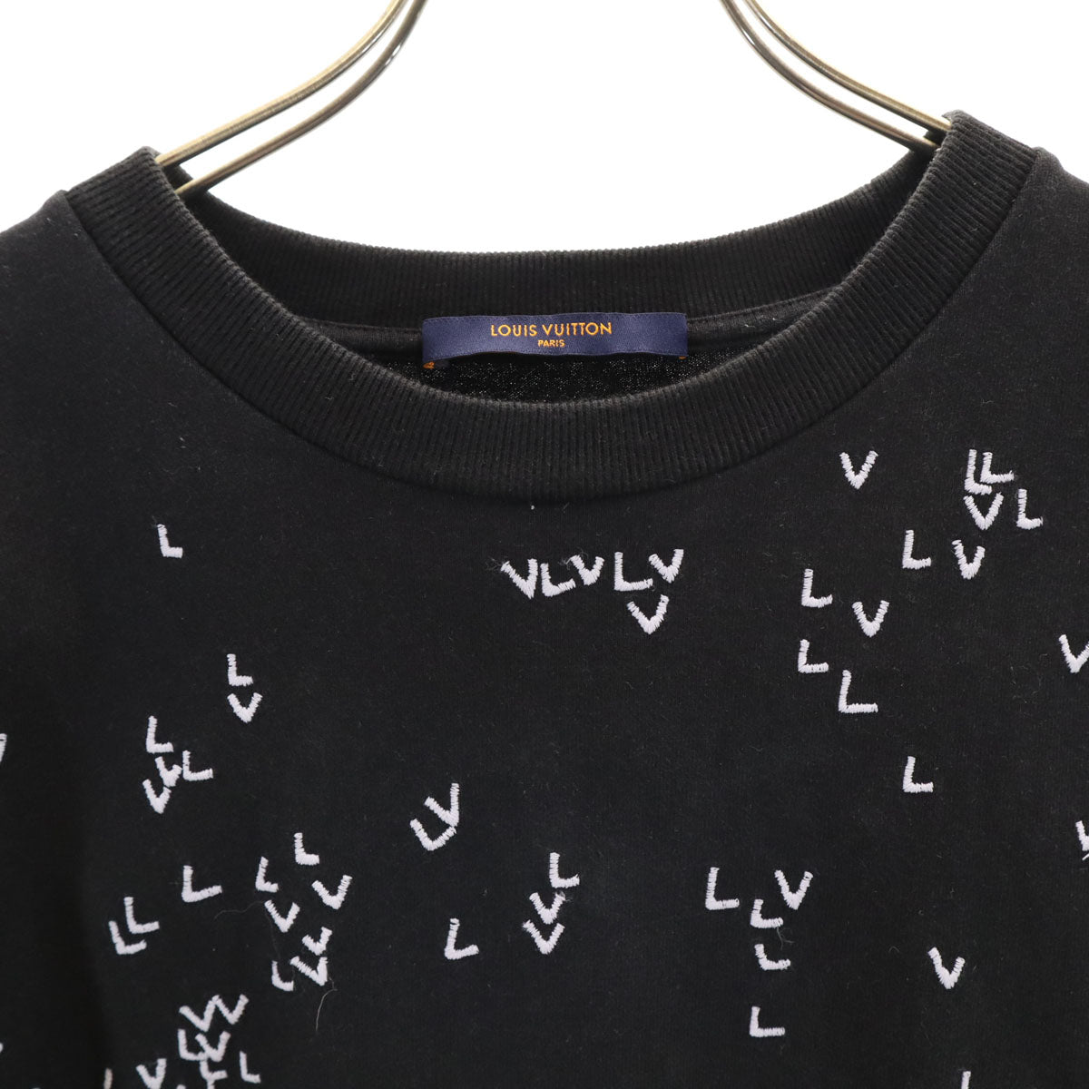 LOUIS VUITTON ルイヴィトン イタリア製 LV刺繍 半袖 Tシャツ M ブラック メンズ