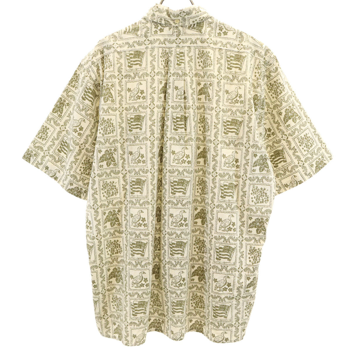 reyn spooner レインスプーナー 90s オールド 総柄 半袖 ボタンダウン アロハシャツ L カーキ メンズ