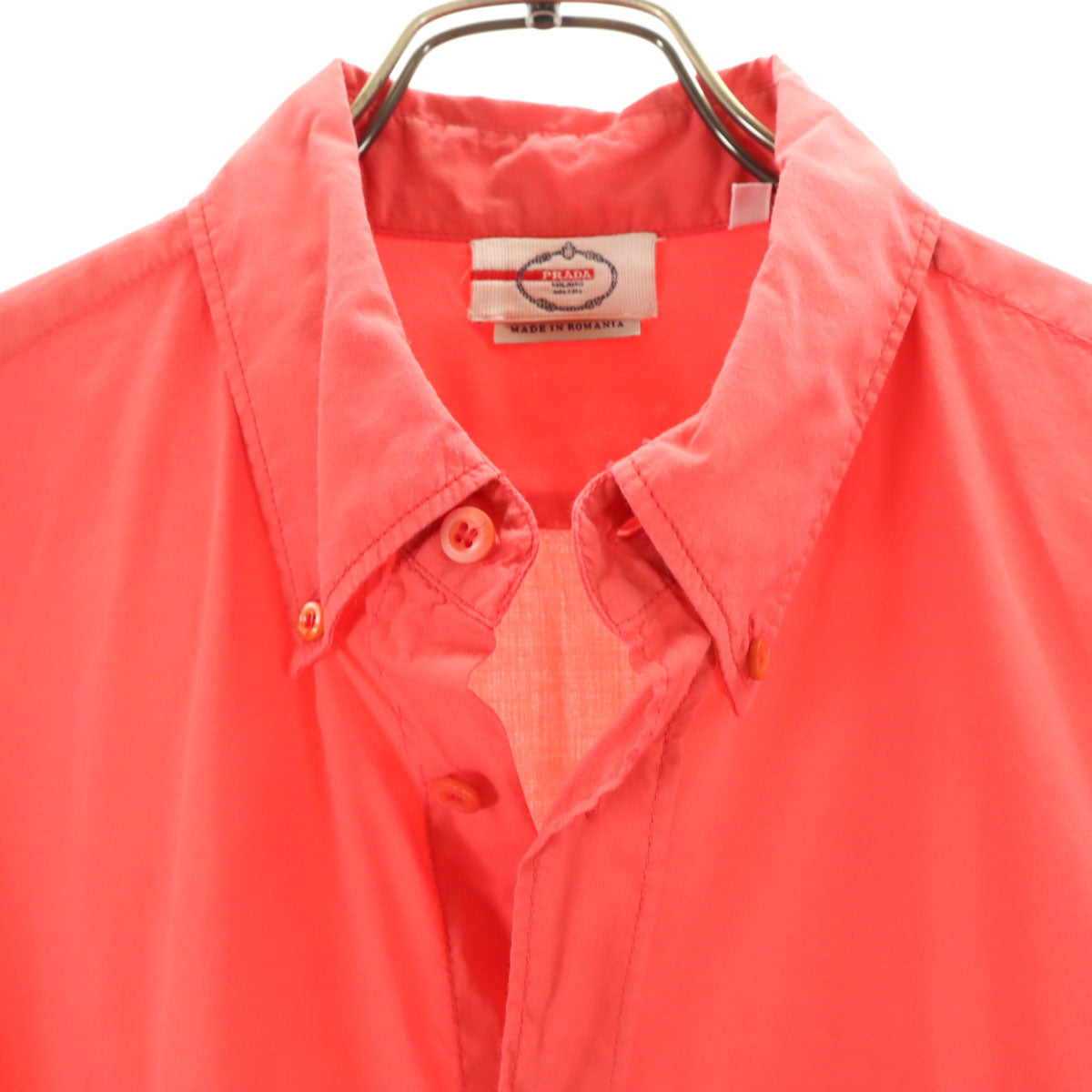 PRADA プラダ 長袖 ボタンダウンシャツ 41 レッド メンズ