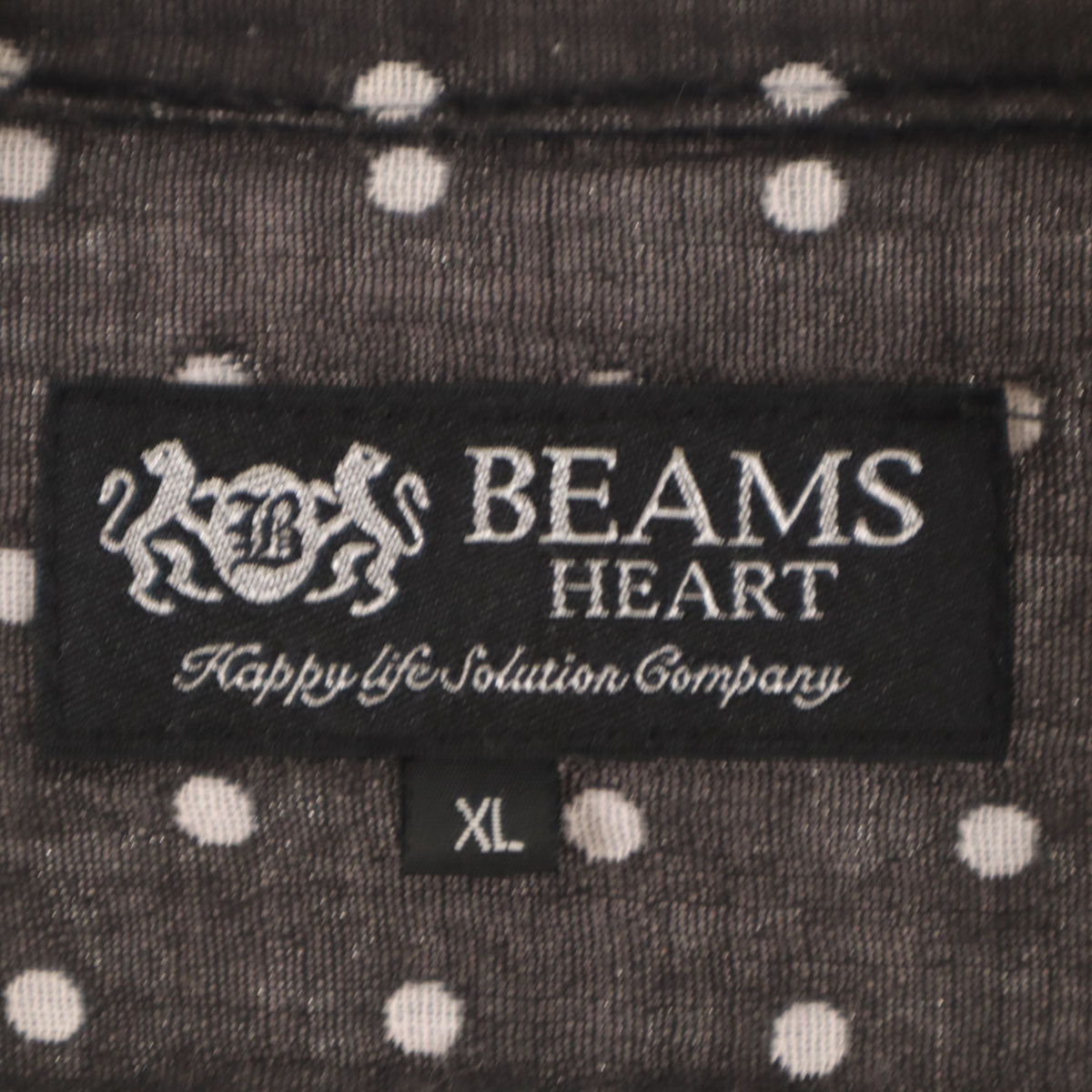 BEAMS HEART ビームスハート ドット柄 半袖 ボタンダウンシャツ XL ブラック 水玉 メンズ