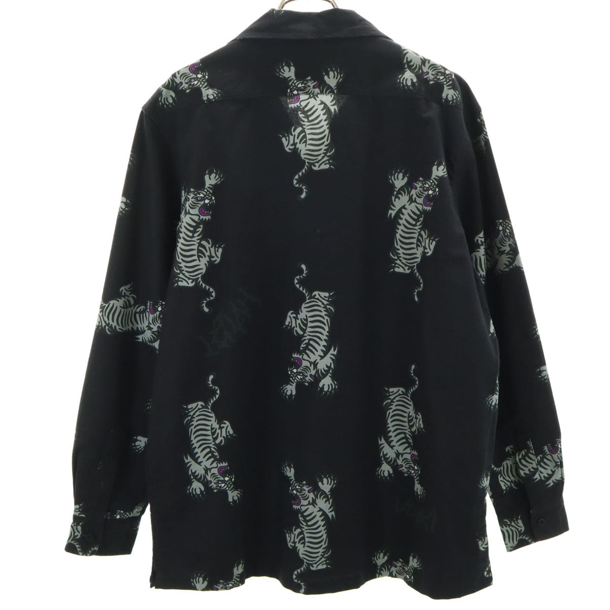LEFLAH レフラー 虎柄 長袖 オープンカラーシャツ M 黒系 メンズ