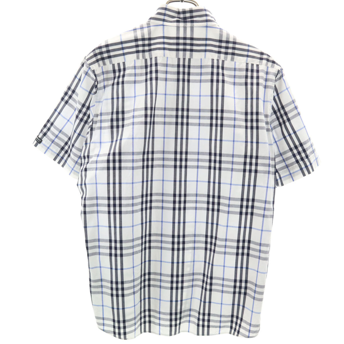 BURBERRY BLACK LABEL バーバリーブラックレーベル 日本製 チェック柄 半袖 ボタンダウンシャツ 2 ホワイト 三陽商会 メンズ