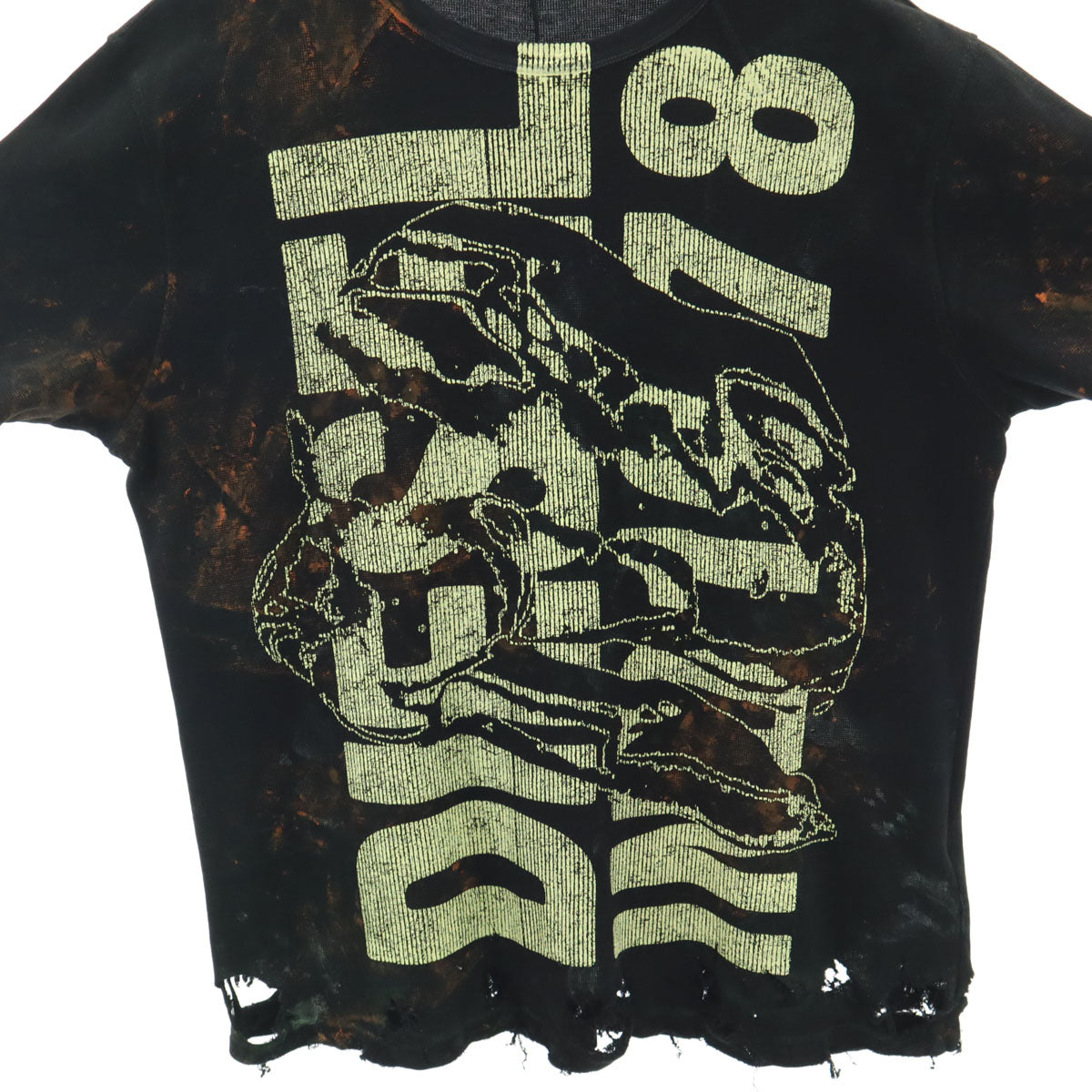 DIESEL ディーゼル ポルトガル製 半袖 ヴィンテージ加工 ワッフル Tシャツ 3XL ブラック ビッグサイズ メンズ
