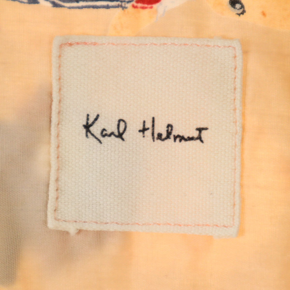 Karl Helmut カールヘルム 日本製 キューピー 半袖 オープンカラーシャツ M ペールオレンジ メンズ