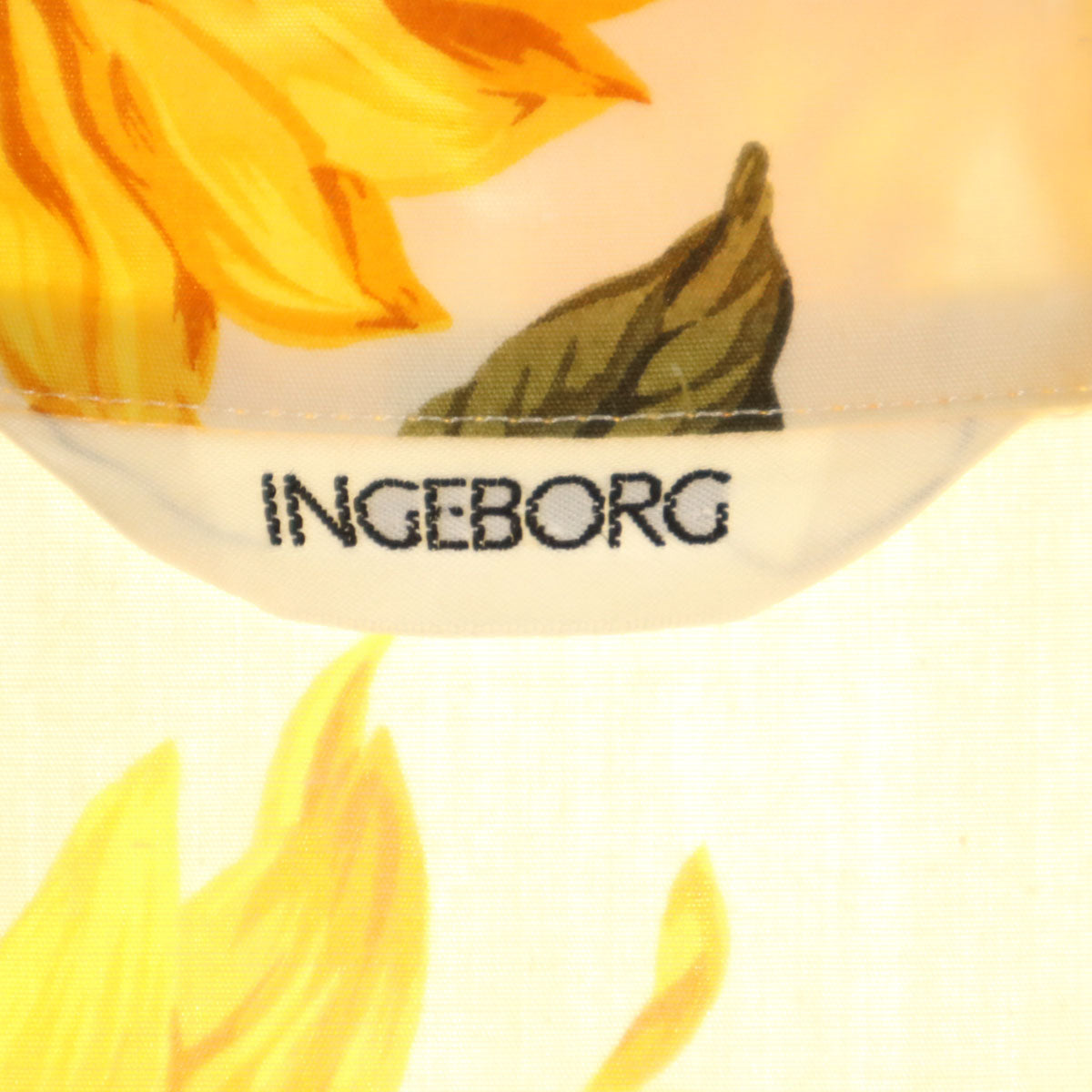 INGEBORG インゲボルグ ひまわり柄 半袖 ロングワンピース ベージュ レディース