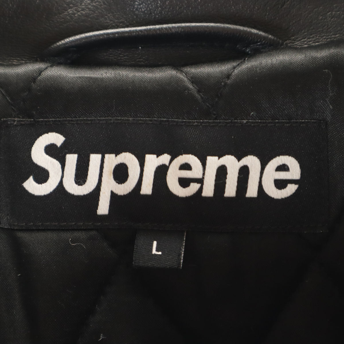 Supreme シュプリーム 20FW スマーフ コラボ 羊革レザー バーシティ ジャケット L ブラック x The Smurfs 中綿 メンズ