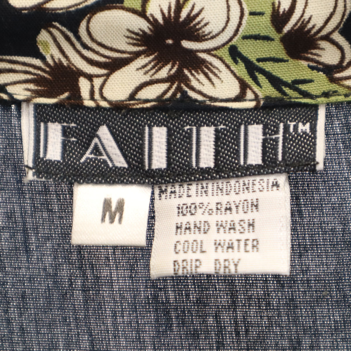 FAITH 90s オールド ハワイアン柄 半袖 アロハシャツ M ブラック レディース