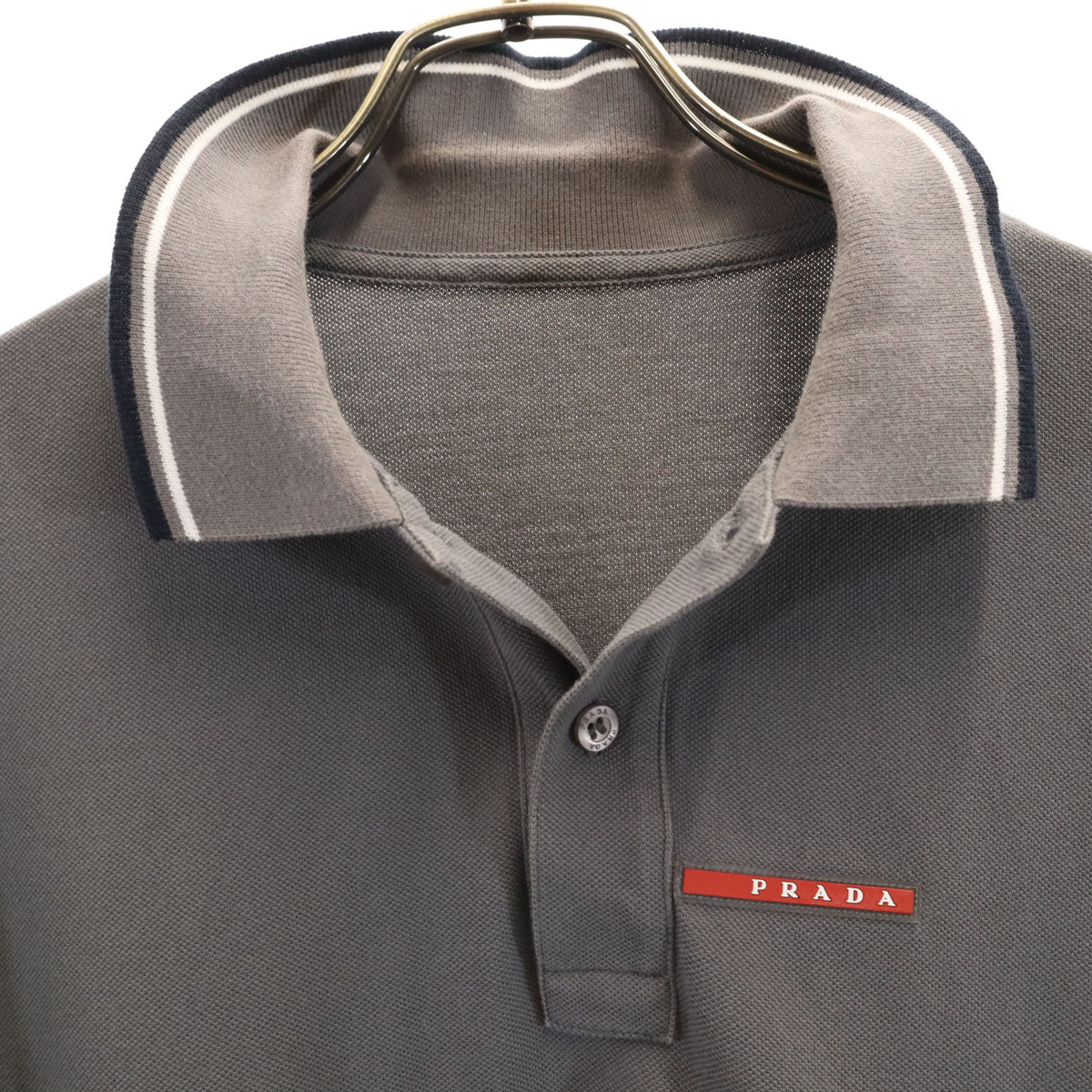 PRADA SPORTS プラダスポーツ 半袖 ポロシャツ M チャコールグレー 鹿の子 メンズ