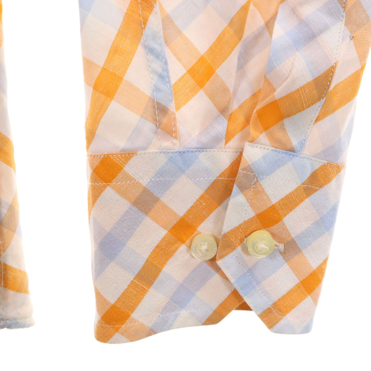 ETRO エトロ イタリア製 チェック柄 長袖 ボタンダウンシャツ 43 ホワイト メンズ