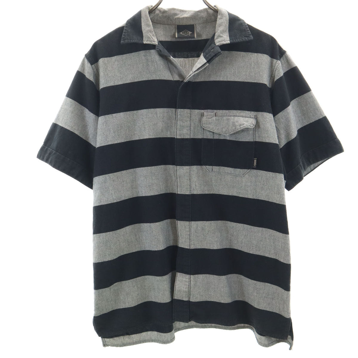 HYSTERIC GLAMOUR ヒステリックグラマー ボーダー柄 半袖 シャツ グレー メンズ