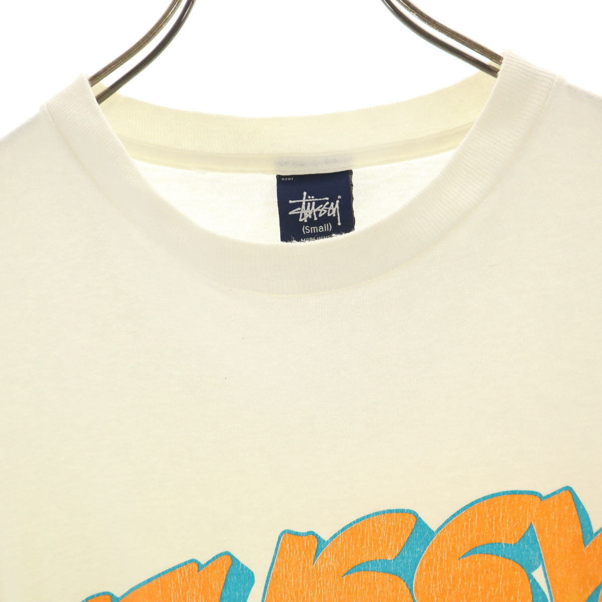 STUSSY ステューシー 90s 00s USA製 オールド 紺タグ 半袖 Tシャツ S アイボリー メンズ