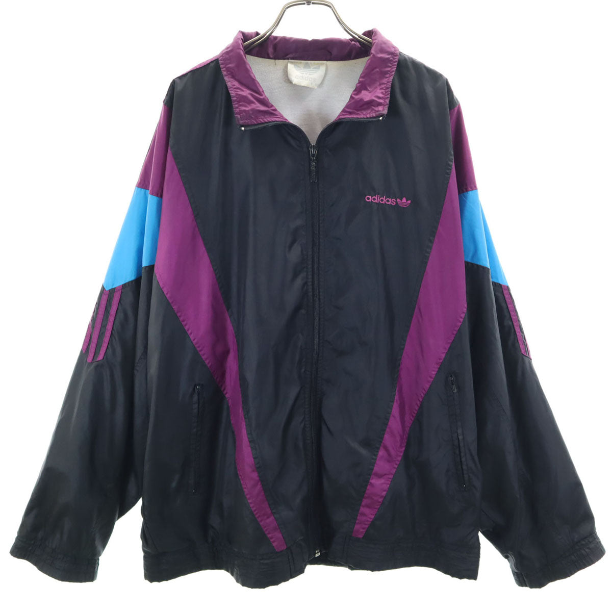 adidas アディダス 80s ヴィンテージ トレフォイルロゴ ナイロンジャケット M ブラック メンズ