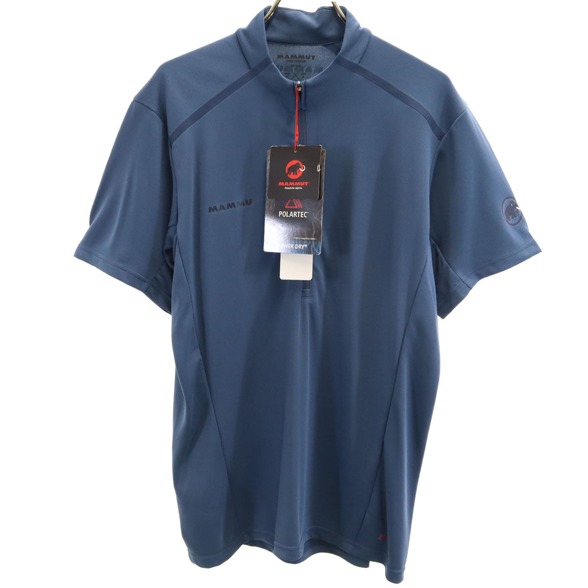 未使用 Mammut マムート 半袖 ハーフジップ Tシャツ S/M ネイビー アウトドア メンズ