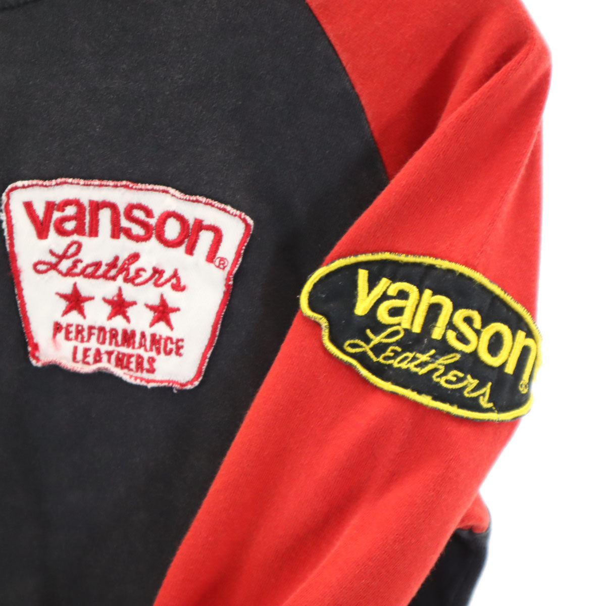 VANSON Cottons バンソンコットンズ ワッペン 長袖 Tシャツ S ブラック ロンT メンズ