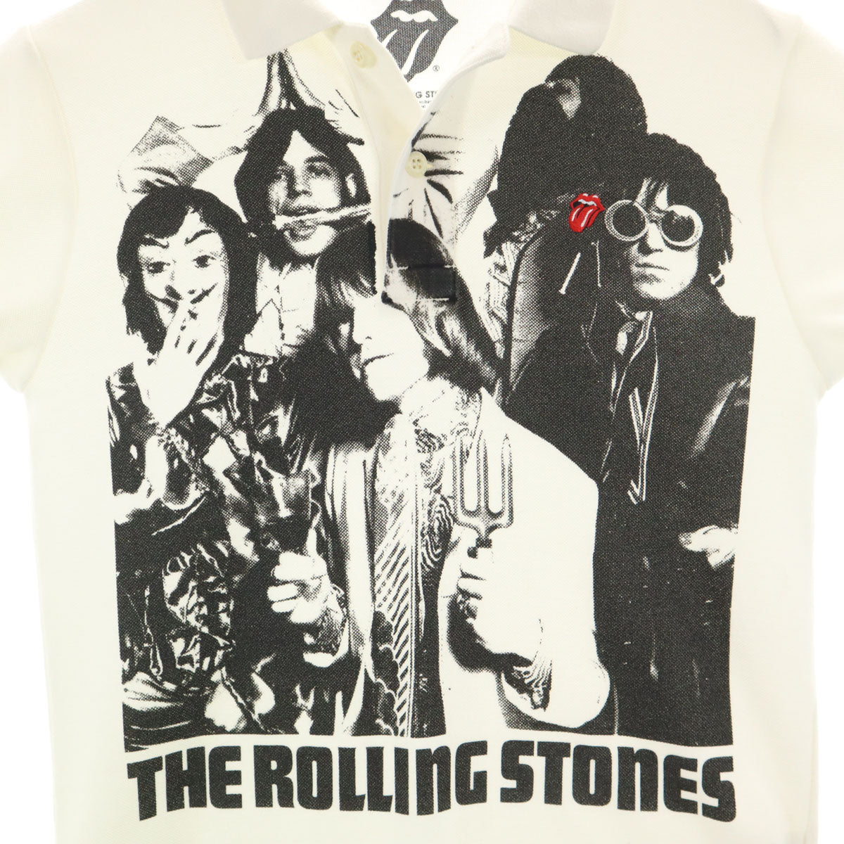 HYSTERIC GLAMOUR ヒステリックグラマー 日本製 ローリング ストーンズ 半袖 ポロシャツ S アイボリー The Rolling Stones メンズ