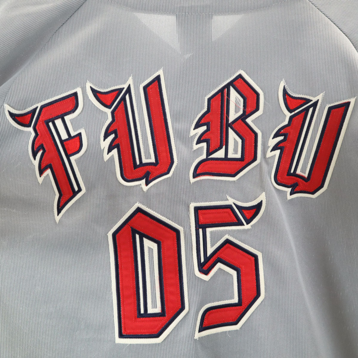 FUBU フブ バックロゴ 半袖 ベースボール シャツ L グレー メンズ