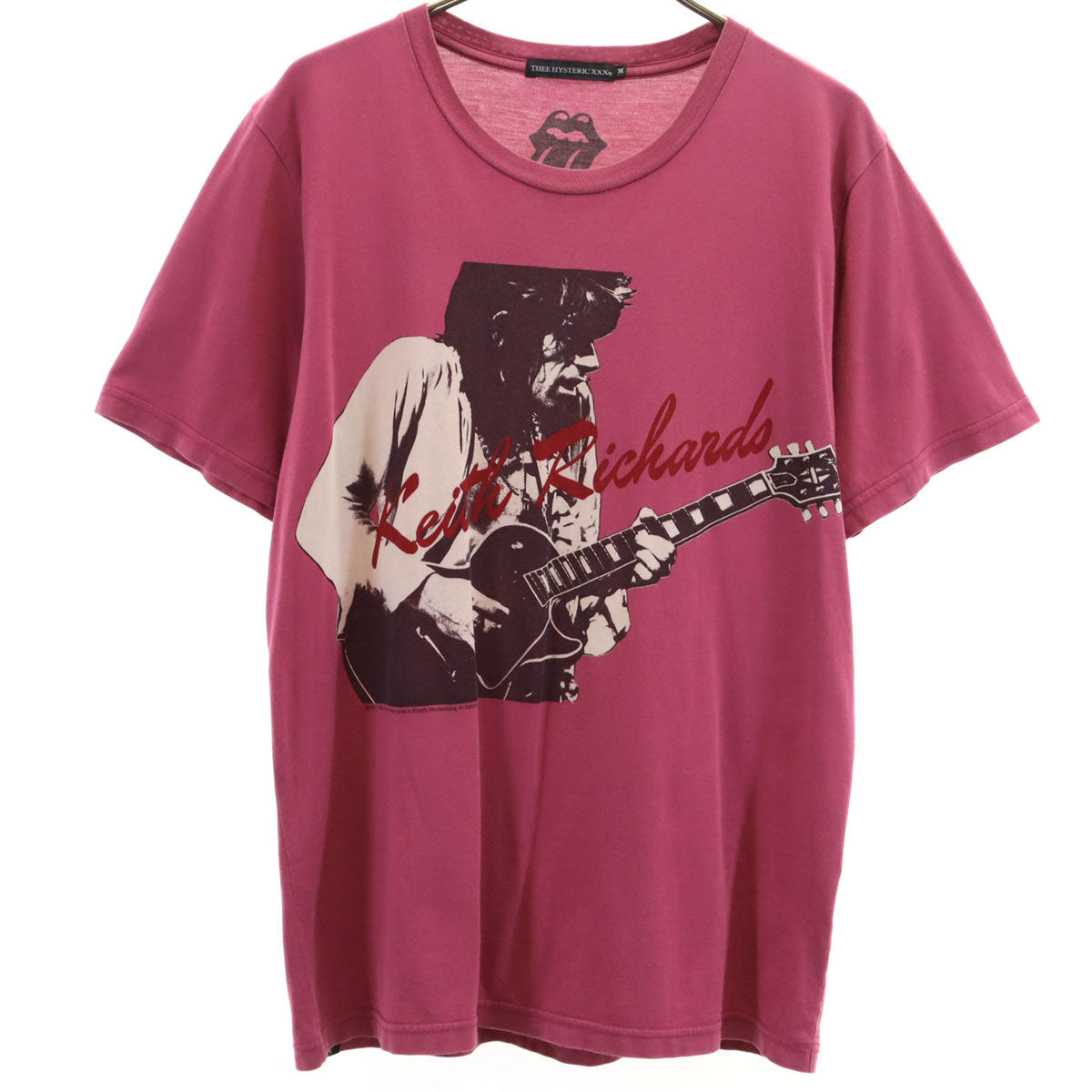 Thee Hysteric XXX ジィヒステリックトリプルエックス 日本製 ローリングストーンズ キース・リチャーズ 半袖 Tシャツ M ピンク系 メンズ