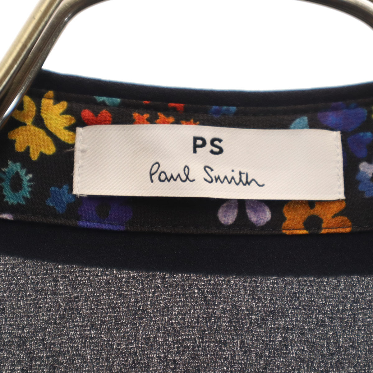 美品 PS Paul Smith ピーエスポールスミス 長袖 シャツワンピース 40 ネイビー レディース