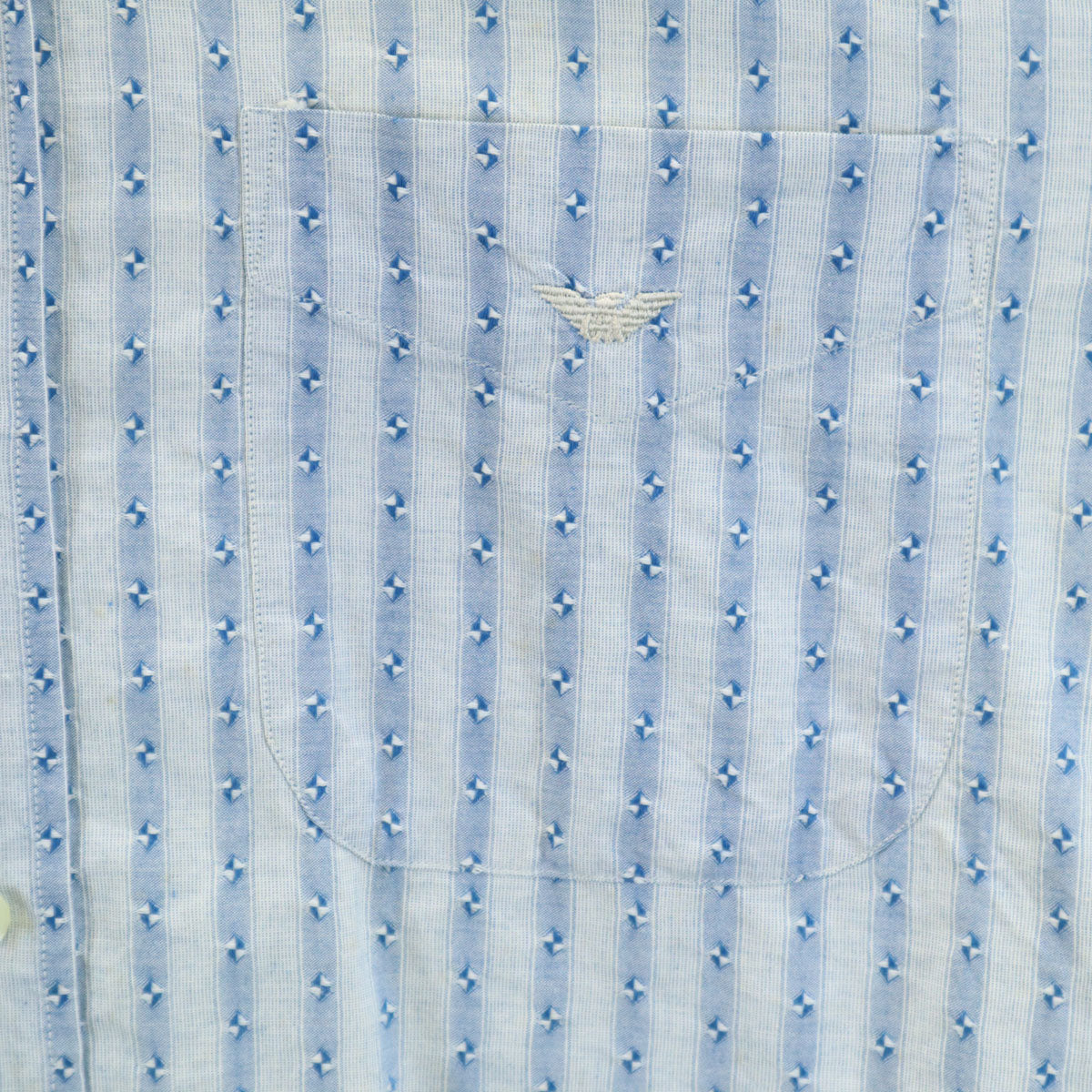 Emporio Armani エンポリオアルマーニ 90s オールド ストライプ 総柄 長袖 シャツ 39/15 2/1 ブルー系 メンズ