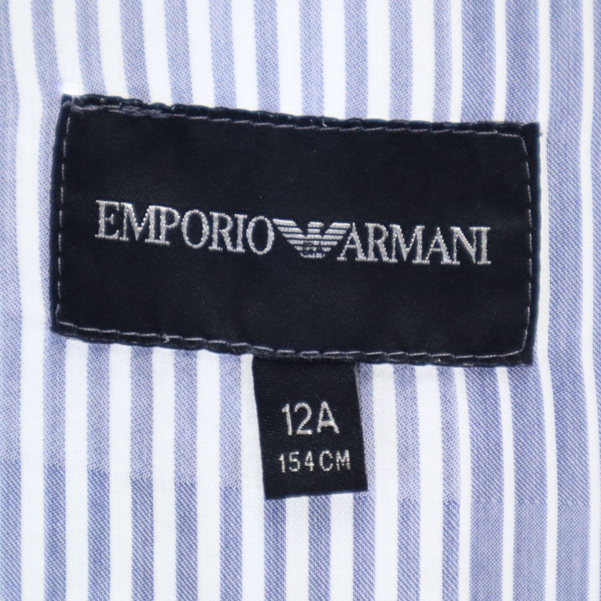 Emporio Armani エンポリオアルマーニ ストライプ×チェック 長袖 シャツ 12A ブルー×ホワイト キッズ