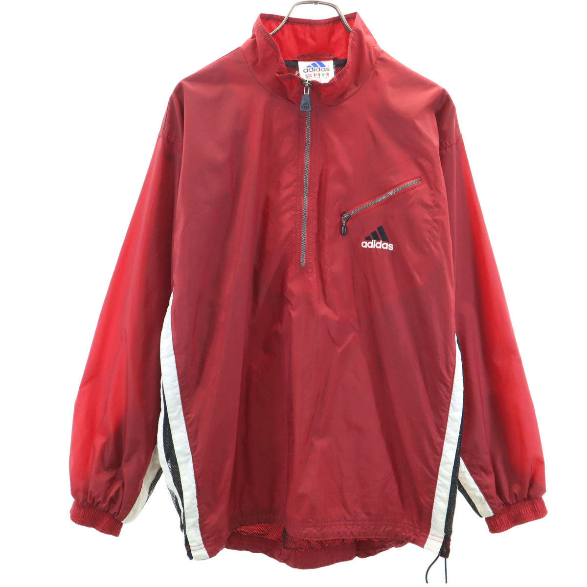 adidas アディダス 90s オールド ハーフジップ ジャケット レッド系 裏メッシュ プルオーバー メンズ