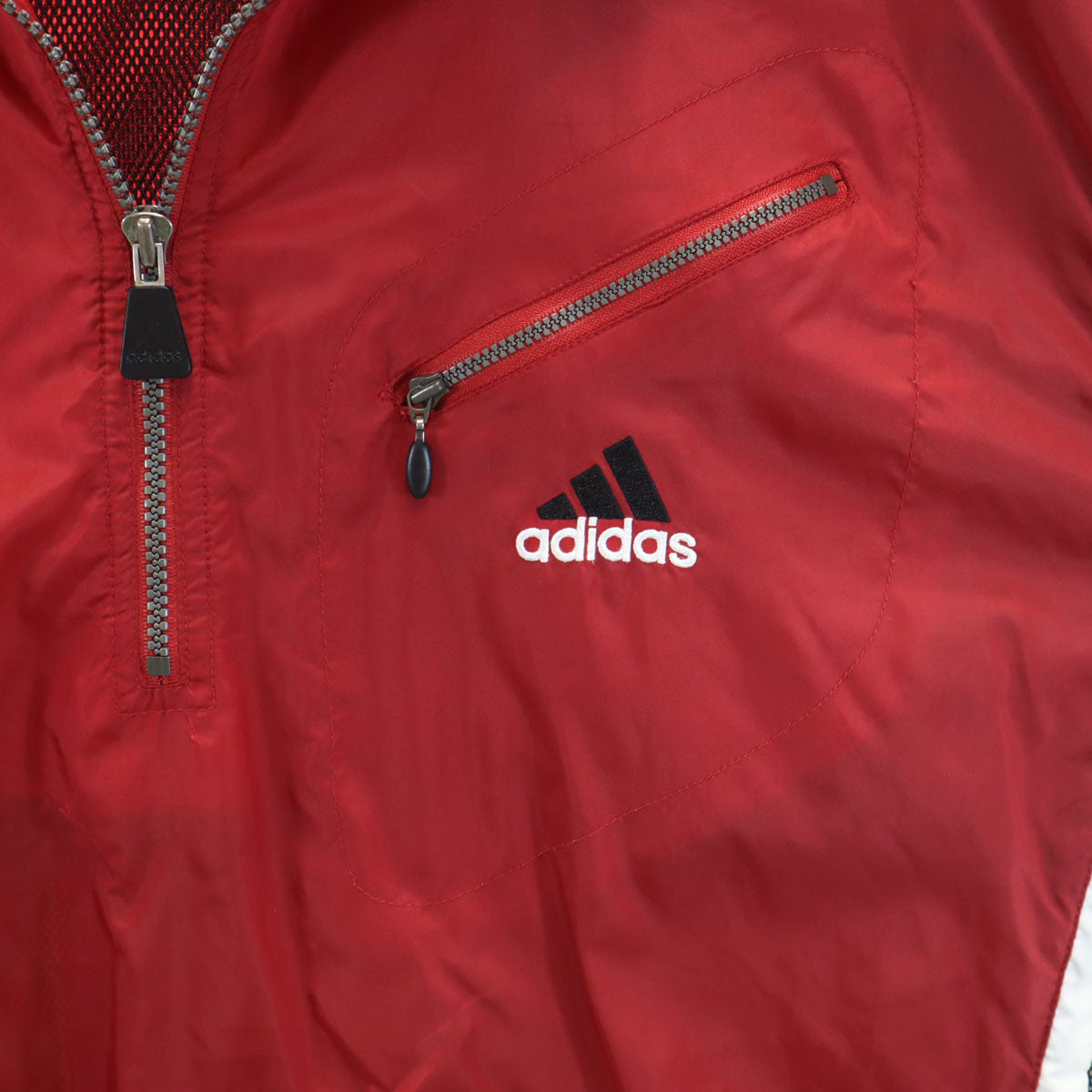 adidas アディダス 90s オールド ハーフジップ ジャケット レッド系 裏メッシュ プルオーバー メンズ