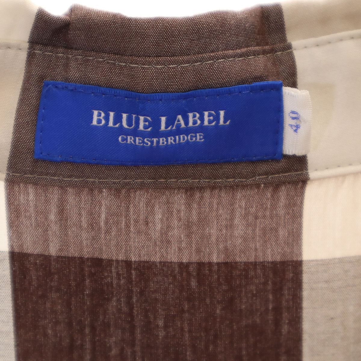 BLUE LABEL CRESTBRIDGE ブルーレーベルクレストブリッジ チェック柄 フレンチスリーブ ワンピース 40 グレージュ レディース