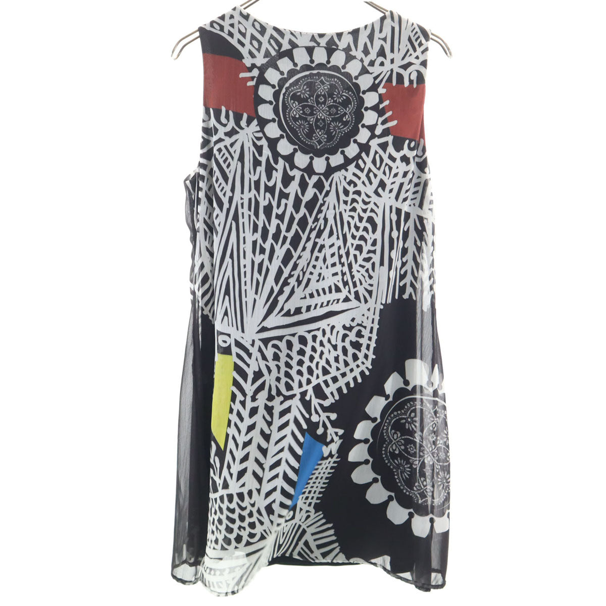 Desigual デシグアル Christian Lacroix ムッシュ クリスチャン ラクロワ コラボ 総柄 ノースリーブ ワンピース 40 ブラック レディース