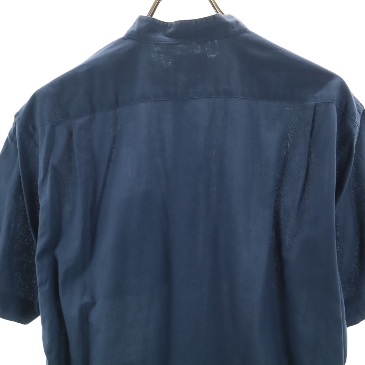 Burberrys バーバリーズ 90s 日本製 リネンブレンド オールド 半袖 バンドカラーシャツ L ネイビー メンズ