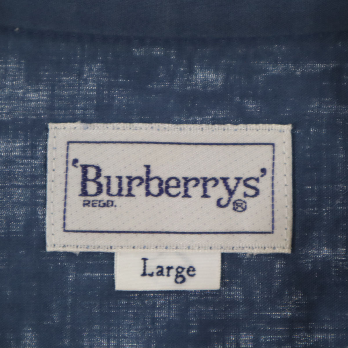 Burberrys バーバリーズ 90s 日本製 リネンブレンド オールド 半袖 バンドカラーシャツ L ネイビー メンズ