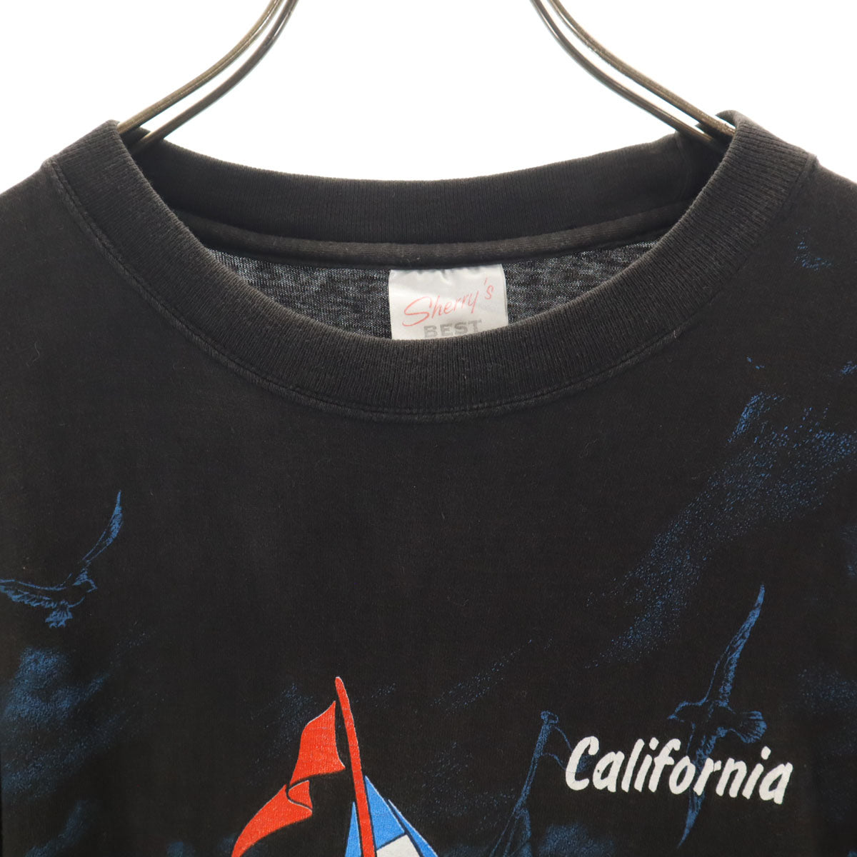 Sherry's BEST シェリーズベスト 90s オールド 半袖 Tシャツ M ブラック ミッキーマウス グーフィー ヨット メンズ
