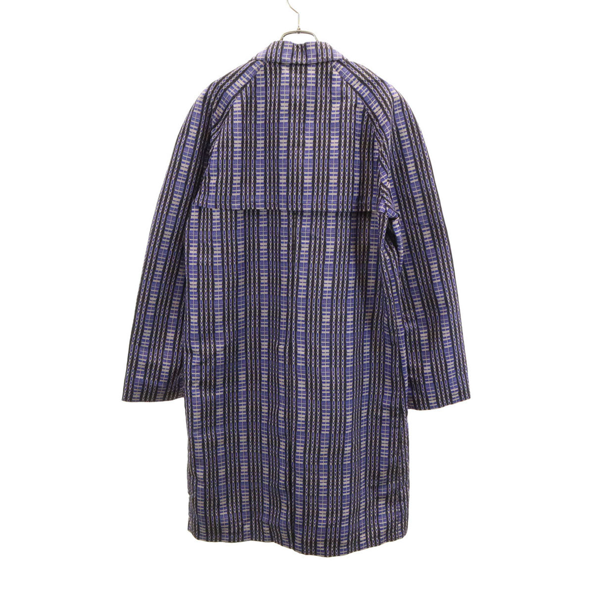 PRADA プラダ 00s 07s イタリア製 シルク 総柄 チェスターコート 48 ブルー メンズ