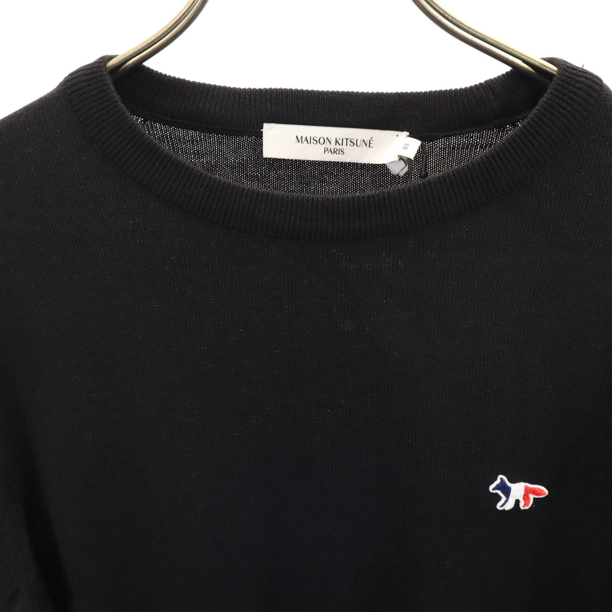 未使用 MAISON KITSUNE メゾンキツネ USA製 長袖 ニット XS ブラック セーター メンズ