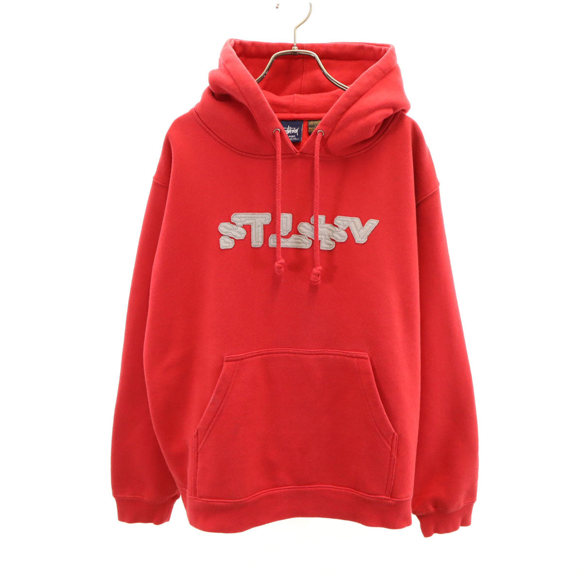 STUSSY ステューシー USA製 長袖 スウェットパーカー L レッド 裏起毛 メンズ