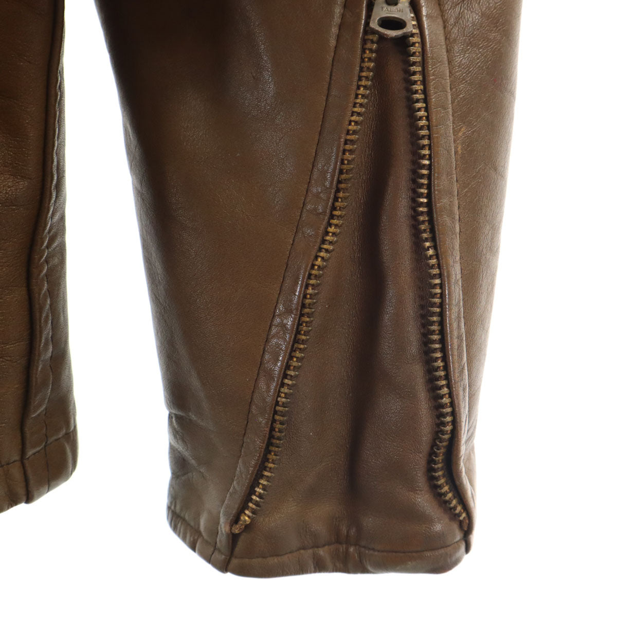 THIS GENUINE LEATHER GARMENT 60s 70s ヴィンテージ 本革レザー シングルライダースジャケット ブラウン メンズ