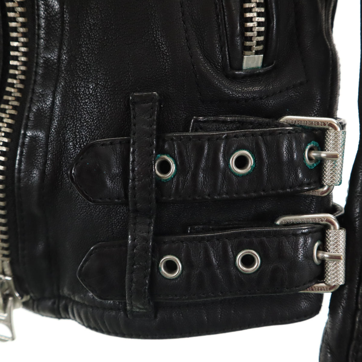 BURBERRY BRIT バーバリーブリット ラムレザー ダブルライダースジャケット 38 ブラック レディース
