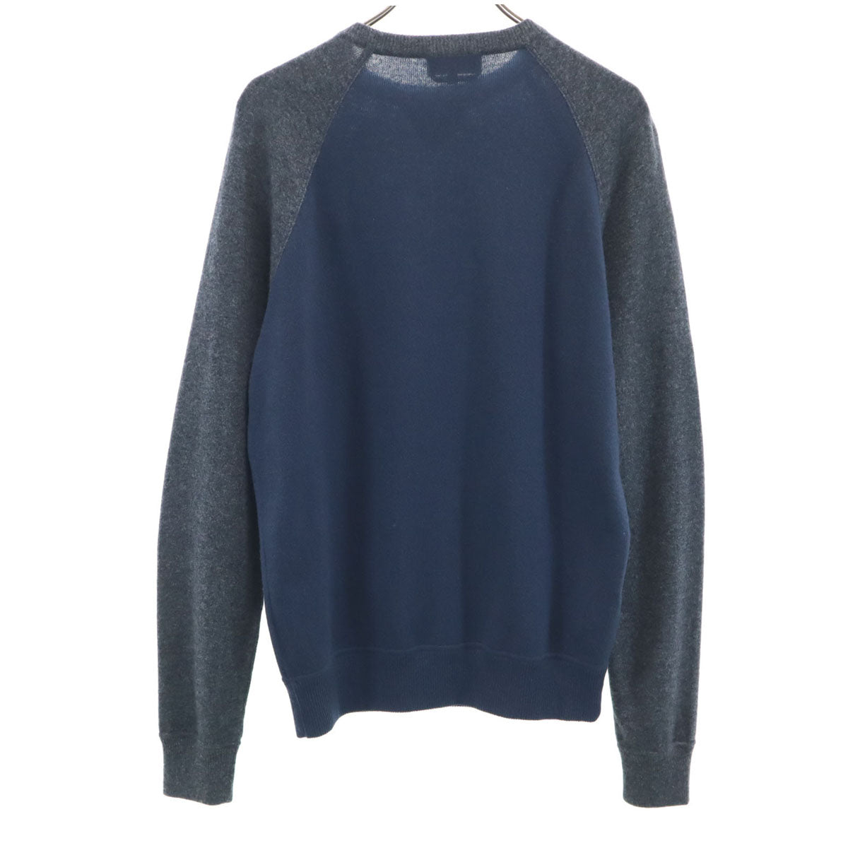 HERMES エルメス イタリア製 ウールブレンド 長袖 ツートンカラー セーター L ブルー メンズ