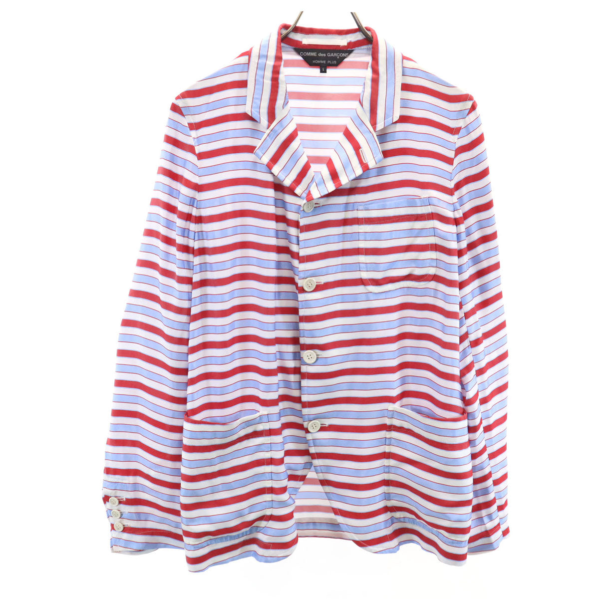 COMME des GARCONS HOMME PLUS コムデギャルソンオムプリュス 2018年 日本製 ボーダー柄 テーラードジャケット S メンズ