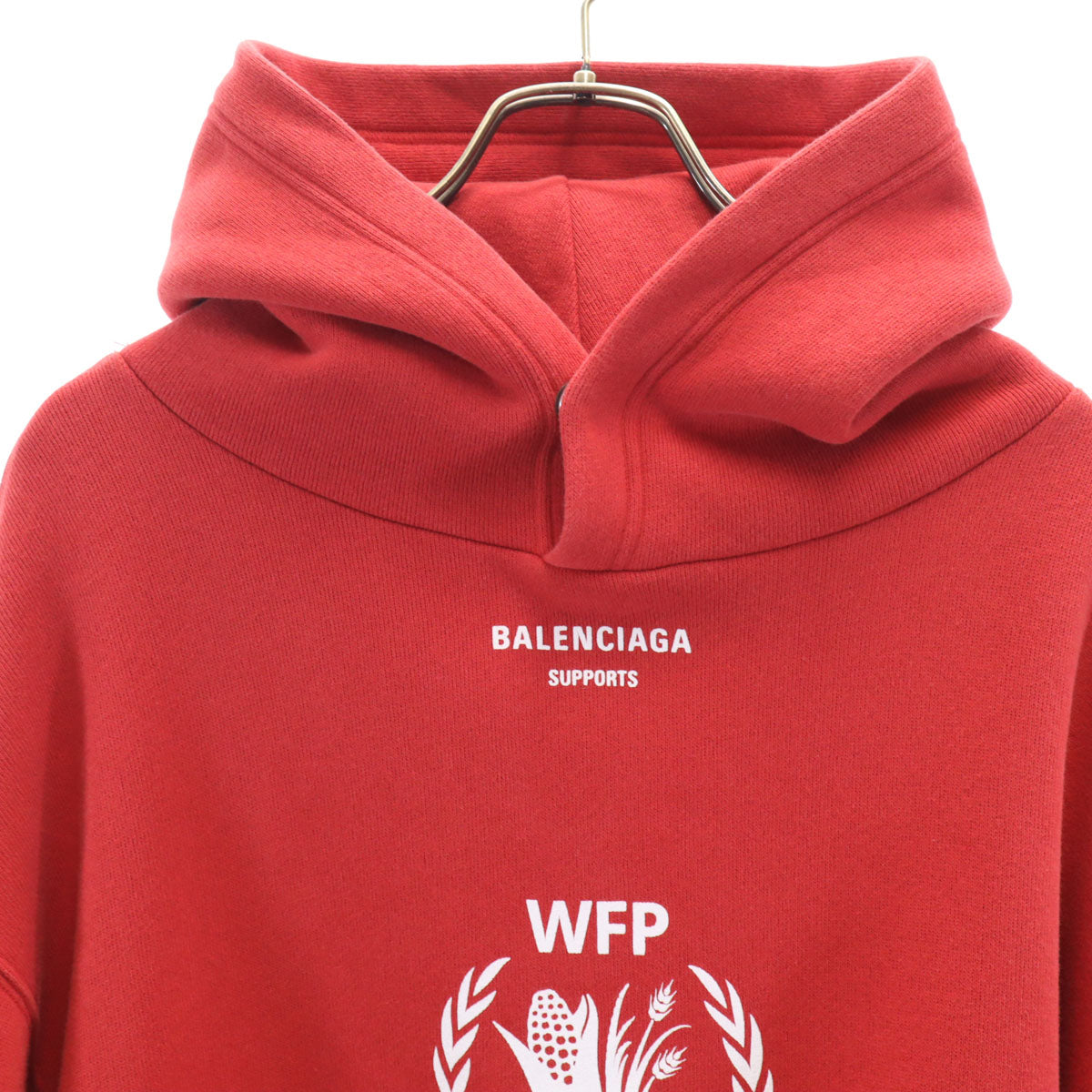 BALENCIAGA バレンシアガ 18AW ポルトガル製 長袖 ロゴプリント パーカー XS レッド WFP 裏起毛 メンズ