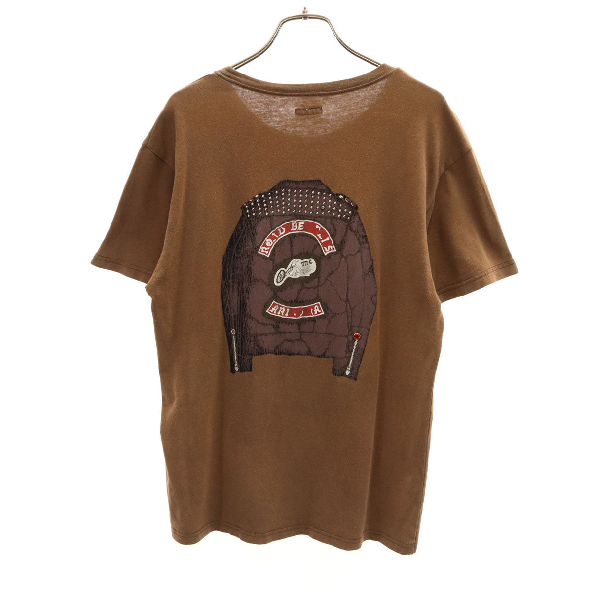 KAPITAL キャピタル 日本製 ライダースプリント 半袖 Tシャツ 2 ブラウン メンズ