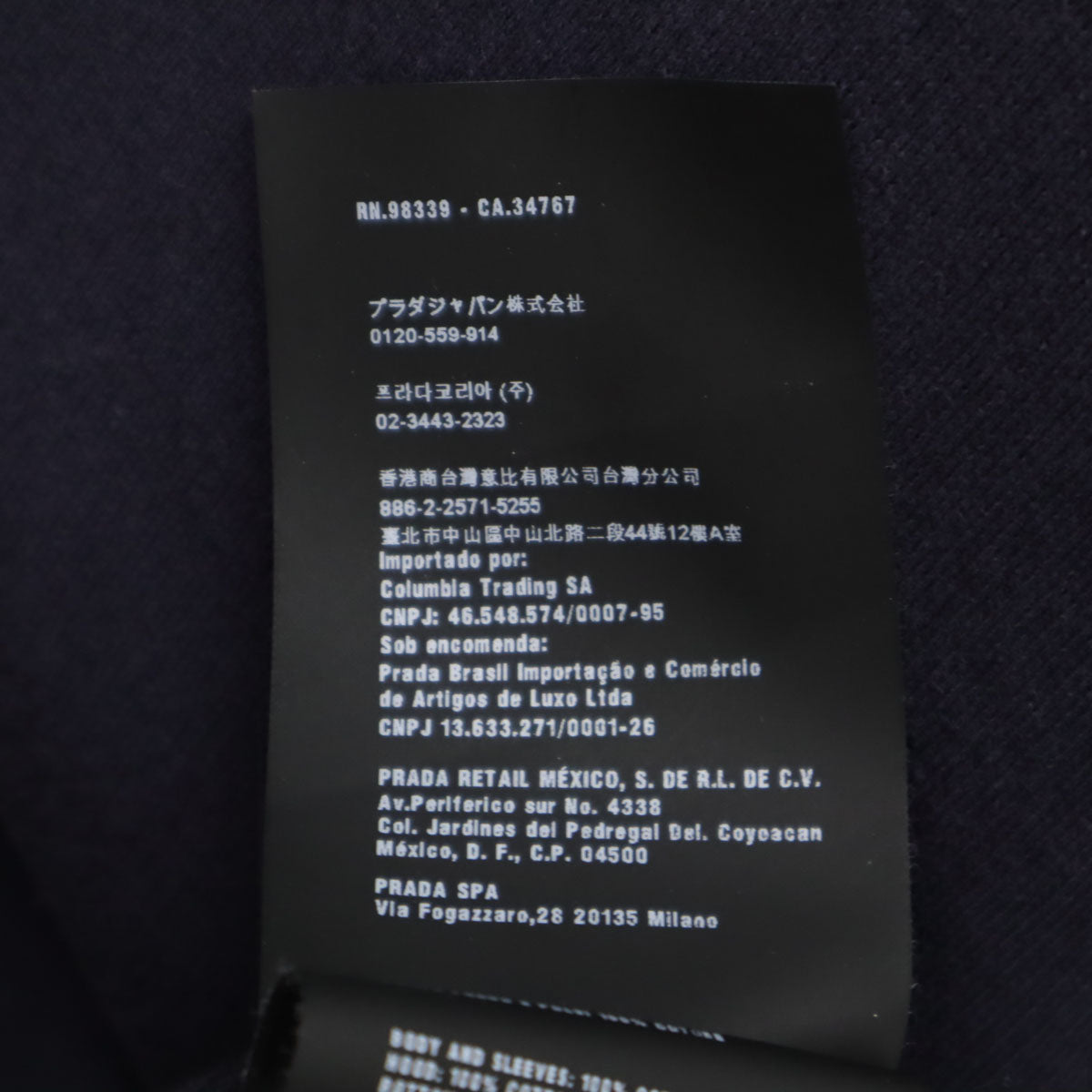 PRADA プラダ イタリア製 長袖 ジップパーカー S ネイビー メンズ