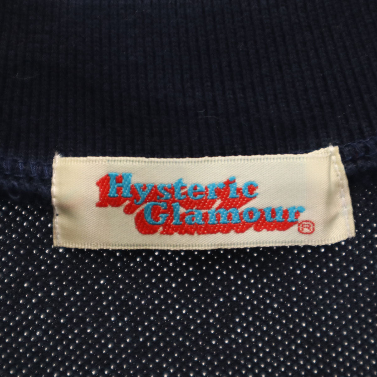 HYSTERIC GLAMOUR ヒステリックグラマー 日本製 半袖 ポロシャツ FREE ネイビー 鹿の子 レディース